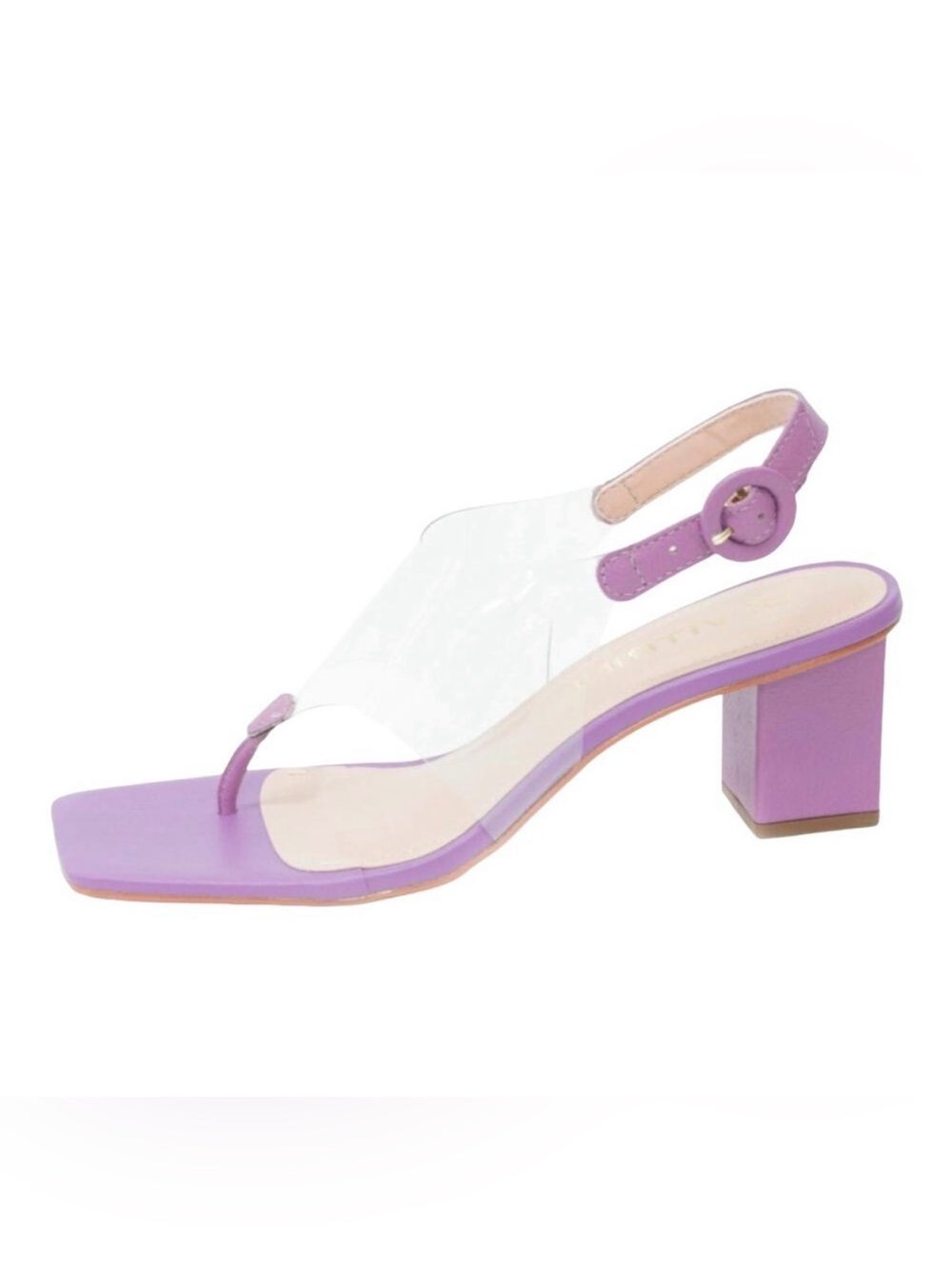 NEW Designer Clear and Purple Block Heeled Sandal